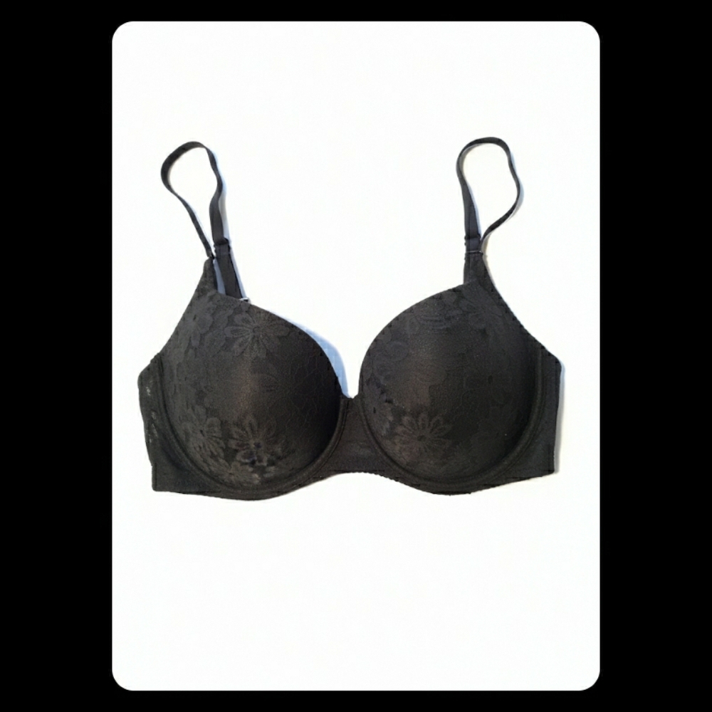 No Boundries Black Floral Lace Push Up Bra Intricate Mesh Detail Lingerie
36DD